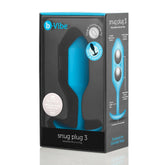 B-Vibe Snug Plug 3 Weighted Silicone Plug Teal Butt Plugs - Vibrating